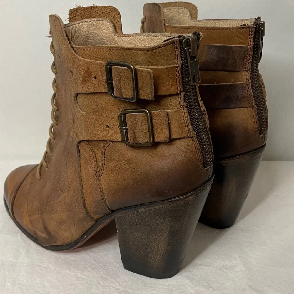 Freebird by Steven Malry Boho Brown Leather Lace Up Ankle Booties Heel Boots 9